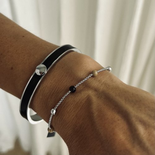 Capri Enamel Bracelet Black/Silver