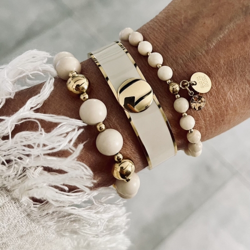 Capri Enamel Large Bracelet Ivory/Gold