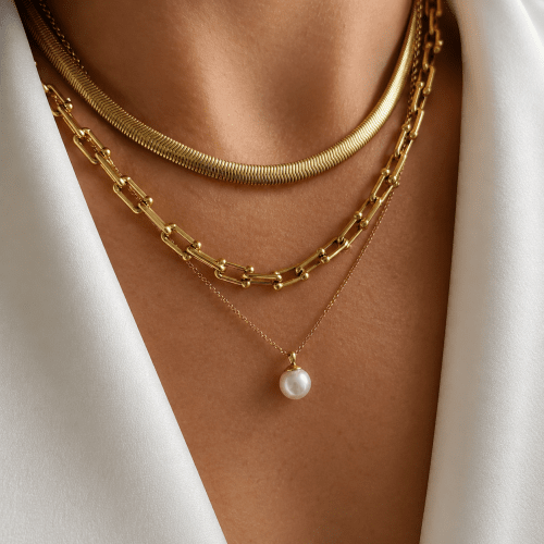 Shellpearl Short Necklace Gold