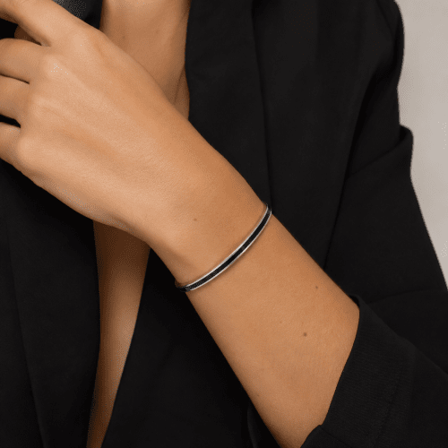 Minnie 4mm Enamel Bracelet Black/Silver