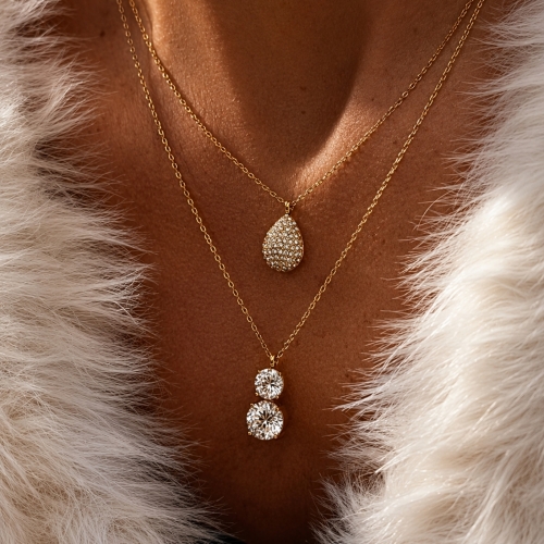 Drop Crystal Necklace Gold