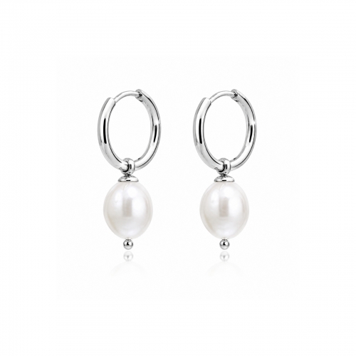 Pearl Hoop Silver