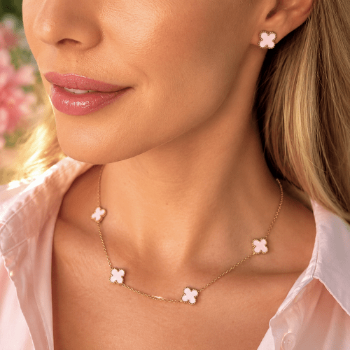 Clover Multi Necklace Pink/Gold