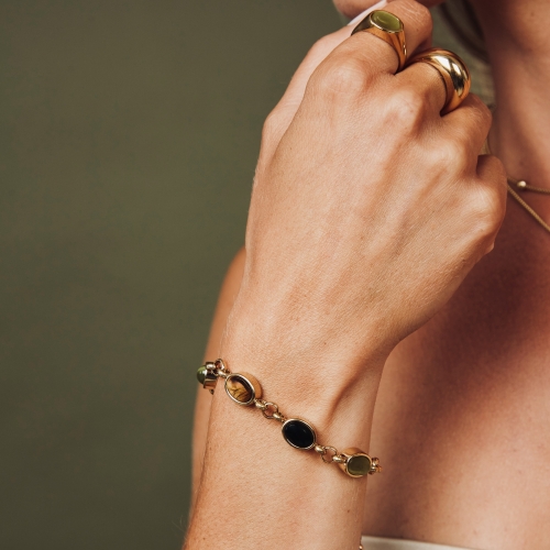 Retro Bracelet Green/Brown/Gold