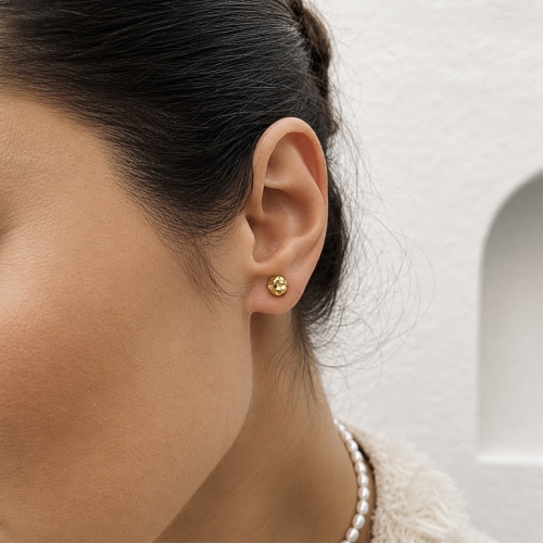 Ridge Mini Stud Earring Gold