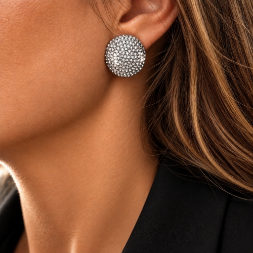 Rondo Crystal Earring Silver