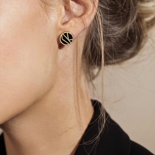Rose Enamel Earring Black/Gold