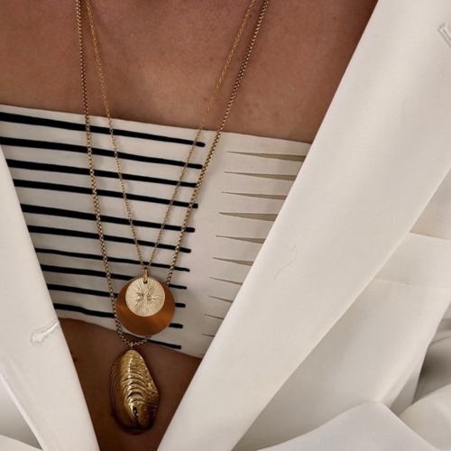 Sorrento Long Necklace Brown/Gold