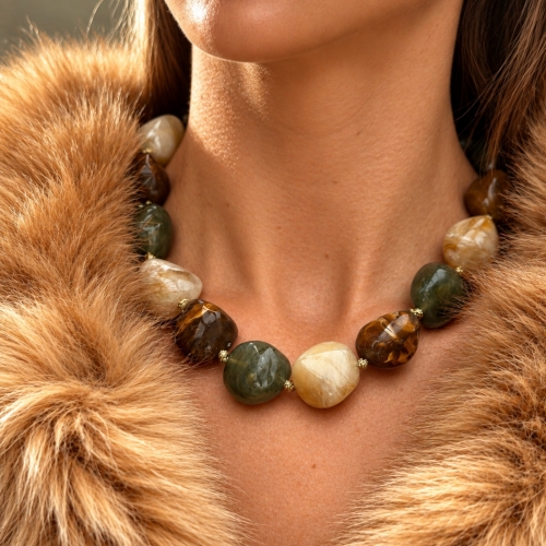Vibe Resin Necklace Mix Brown